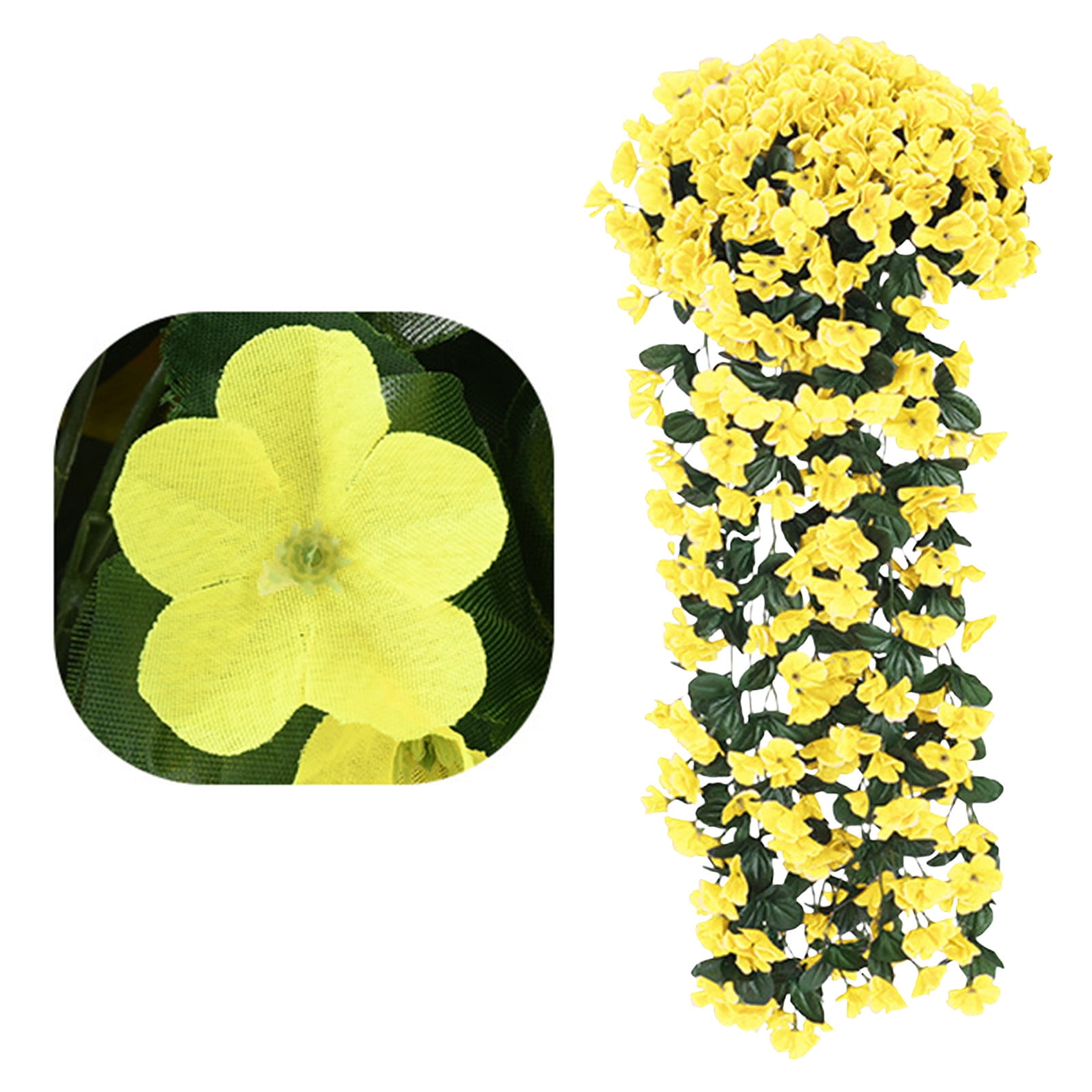 3pcs Artificial Hanging Flowers Outdoor Faux Plants Spring Decor Fake Mums Violets with Eucalyptus Realistic UV Resistant Trailing Vines Porch Yard Indoor Five-petal