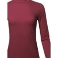 thumbnail image 4 of A2Y Women's Basic Solid Soft Cotton Long Sleeve Mock Neck Top Shirts Cabernet S, 4 of 5
