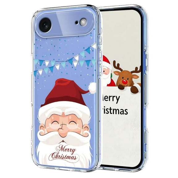 Christmas Design Case for iPhone Air, Cute Merry Christmas Pattern TPU Clear Shockproof Protective Lightweight Anti-Scratch Ultra Slim Wireless Charging Women Girls Cover, Christmas Santa