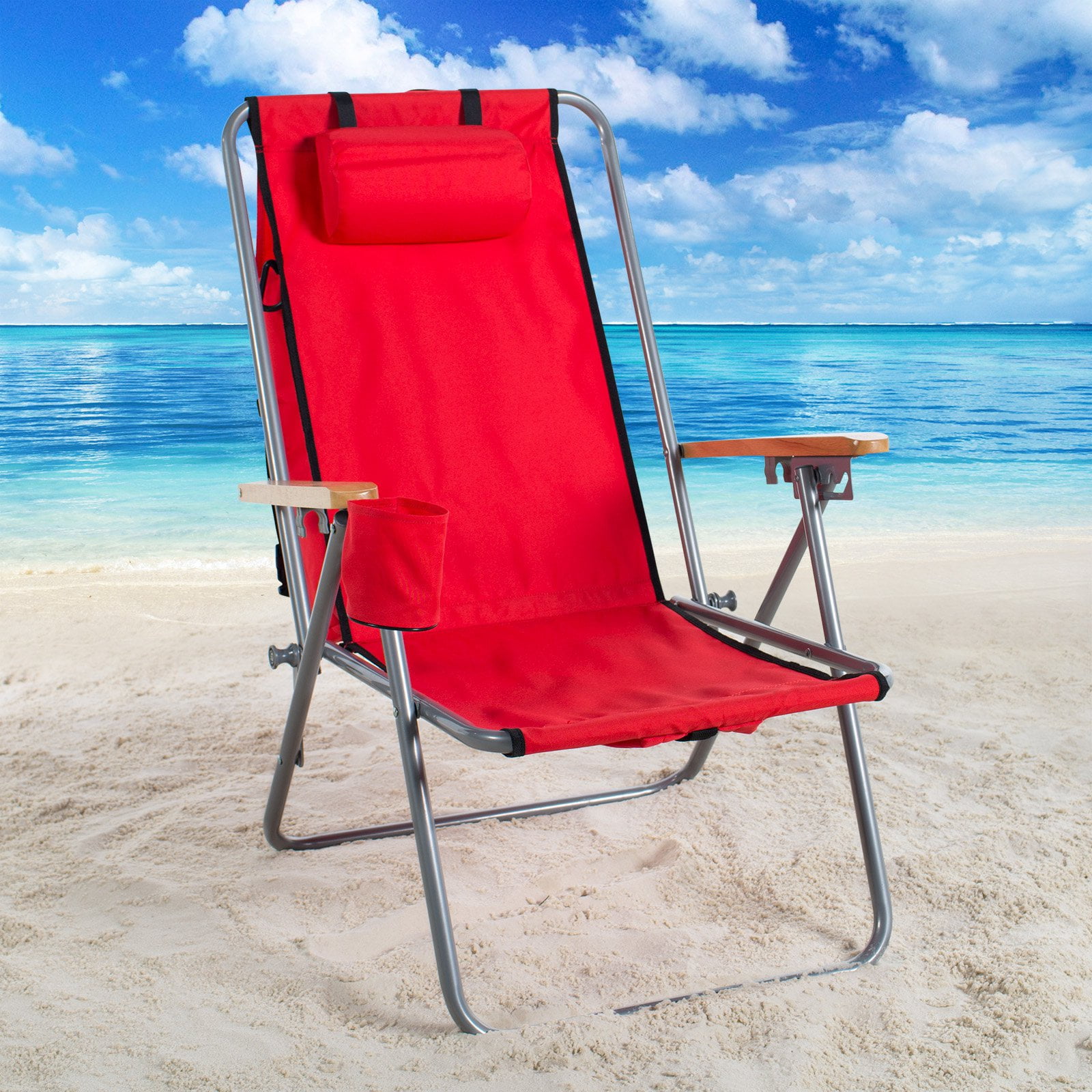 Minimalist High Back Reclining Beach Chair for Small Space