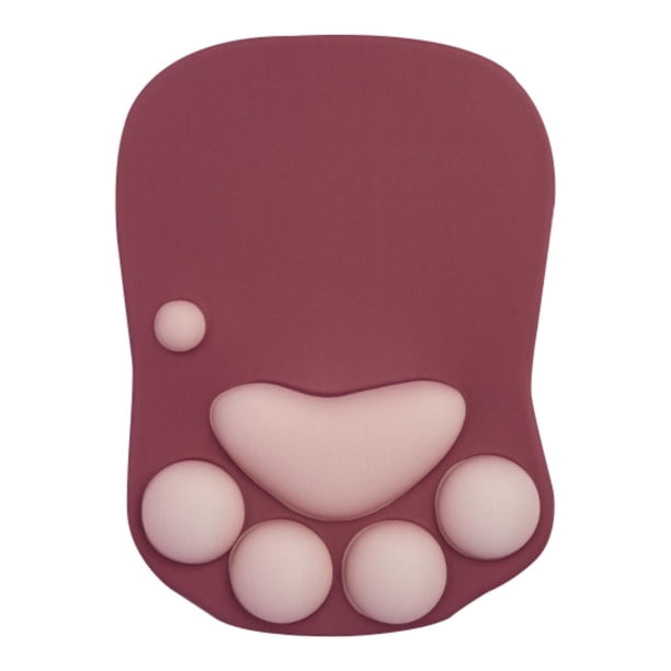 Alfombrilla de ratón con diseño de pata de gatito, con respaldo antideslizante para la muñeca, cómoda para el escritorio Rojo