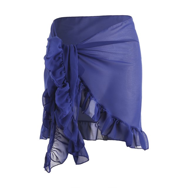 Fortune Women Mesh Mini Ruffle Skirts Cover Up Candy Color Bathing Skirt Beachwear Wrap