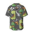 thumbnail image 2 of KLL Cartoon Dinosaurs Print Men's Shirt Short Sleeve Button Down Summer Cuba Beach Shirts- XX-Large, 2 of 7