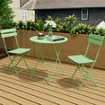 thumbnail image 5 of KAMEROUT 3-Piece Folding Bistro Set with 2 Chairs and 1 Table for Patio, Yard, Green, 5 of 8