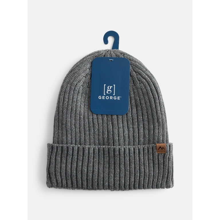George Men's Fleece Lined Ribbed Knit Beanie, Charcoal Grey photo 2