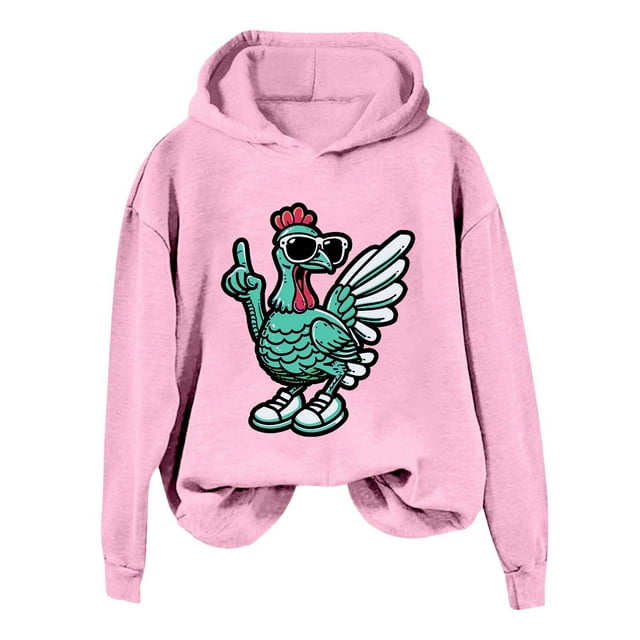 WEAIXIMIUNG Sweatshirts pour Femmes Sans Capuche avec Graphiques, Mode Hiver, Imprimé Poulet Vert