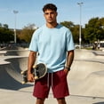 thumbnail image 6 of Heavyweight Thick Men's Sweat Shorts Baggy Sweatpants Mens Lounge SweatShorts Wine L, 6 of 8