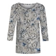 thumbnail image 3 of Xuyuer Spring Summer Tops for Womens Graphic Tees Casual Fashion Tunic Clothing 3/4 Length Sleeve Crew Neck Tops to Wear with Leggings Outfits, 3 of 5