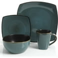 thumbnail image 2 of Gibson Home Soho Lounge Soft Square Dinnerware Set, 16pc,Teal Green, 2 of 7