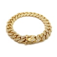 thumbnail image 2 of iJewelry2 Gold Plated 12mm Shiny Clear Crystals Urban Cuban Links Bracelet 8.5'', 2 of 5