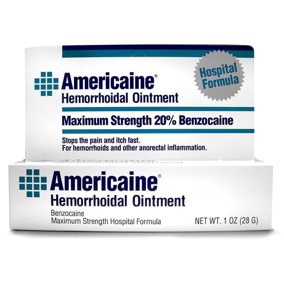 Americaine Hemorrhoidal Ointment Maximum Strength 20% Benzocaine 1 oz (Pack of 2)