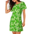 thumbnail image 2 of Fotbe Green Cucumber Bata de Dormir para Mujer con Estampado, Camisón de Algodón de Manga Corta, Ropa de Dormir Casual, 2 of 6