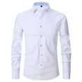 thumbnail image 2 of BOBOGOJP Men's Dress Shirts Stretch Stain Shield Long Sleeve Solid Formal Shirt Business Casual Button Down Shirts (White,4XL), 2 of 4