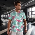 thumbnail image 3 of Wukai Flamingo Print Men's Short-Sleeved Mesh T-Shirt,Quick-Dry Short Sleeve Workout T-Shirt-X-Large, 3 of 8
