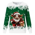 thumbnail image 4 of Tiweut Christmas Casual Sweatshirts for Womens Cool Santa Cow Printed Round Neck Long Sleeved Hooded Lightweight Loose Fit Pullover Ladies Tops Green,XL, 4 of 4