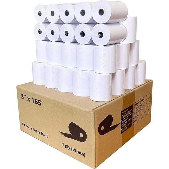 BPA Free Thermal Paper - Star SP700 Kitchen Printer Paper (50 Rolls) 3" x 165' 1 Ply Bond, POS Paper Roll