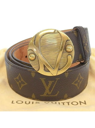 Louis Vuitton Damier Ebene Saint Tulle Belt Brown-Gold Buckle Size 38