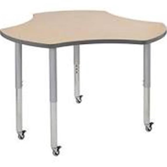 Early Childhood Resources ELR-14230-GYRDSVSL 48 in. Cog Thermo-Fused Adjustable Activity Table with Super Legs - Grey, Red & Silver