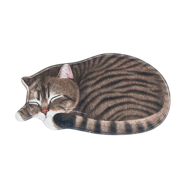 Alfombra con forma de gato durmiendo, felpudo, alfombra de entrada, regalo, alfombra para el suelo, alfombra para el suelo, sala de estar, entrada, estilo C