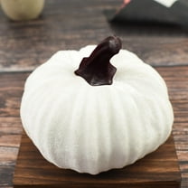 Wdhugt Pumpkin Decor 1pcs Artificial Fake Faux Velvet Foam Fabric Pumpkins Decoration for Fall Home Farmhouse Harvest Thanksgiving Decorative White