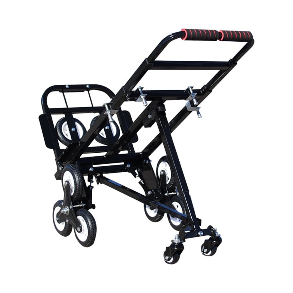 INTSUPERMAI Folding Stair Climbing Cart Portable Hand Truck Luggage Cart 2 Backup Wheels 2 Casters Black