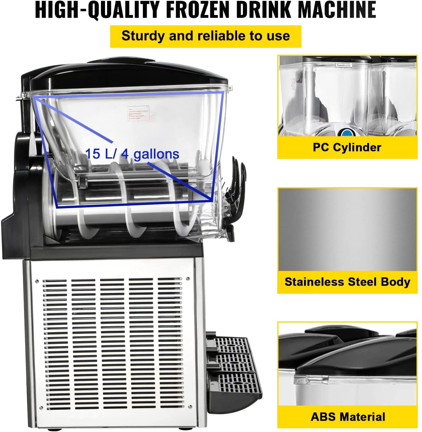 BENTISM Commercial Slushy Machine, 6 L x 2 Tanks 50 Cups, 400W 110V,  Stainless Steel Margarita Smoothie Frozen Drink Maker, Slushie Machine  Perfect