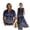 Blue Aztec American Tribal Geometric, variant on Pink Palm Leaves Print Cotton Linen Couple Matching Outfits Women's Dress with Pockets Men's Short Sleeve Button Up Shirt, Beach Vacation Dress Couples Matching Outfits, Size 3XL