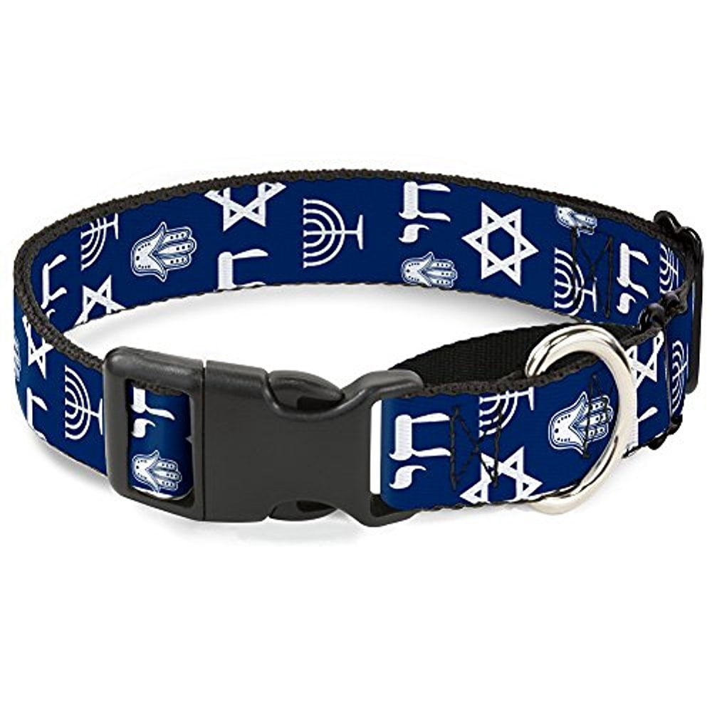 buckle-down mgc-w31015-l jewish symbols-4 blue white martingale dog collar