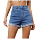 thumbnail image 1 of Pantalones cortos vaqueros con cintura elástica y cordón para ajustar para mujer - Cintura alta, estilo informal y resistente, pantalones cortos de moda para el verano, 1 of 7