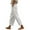 1-White, variant on JWZUY Side Hollow Out Trousers for Women Relaxed Fit Cotton Linen Drawstring Elastic Waist Lounge Pants with Pocket 1-White Large