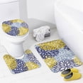 thumbnail image 4 of 4 Pcs Shower Curtain Set Spring Floral Flowers Abstract Plant Aster Leaf Nature with Non-Slip Rugs Toilet Lid Cover and Bath Mat, 4 of 7