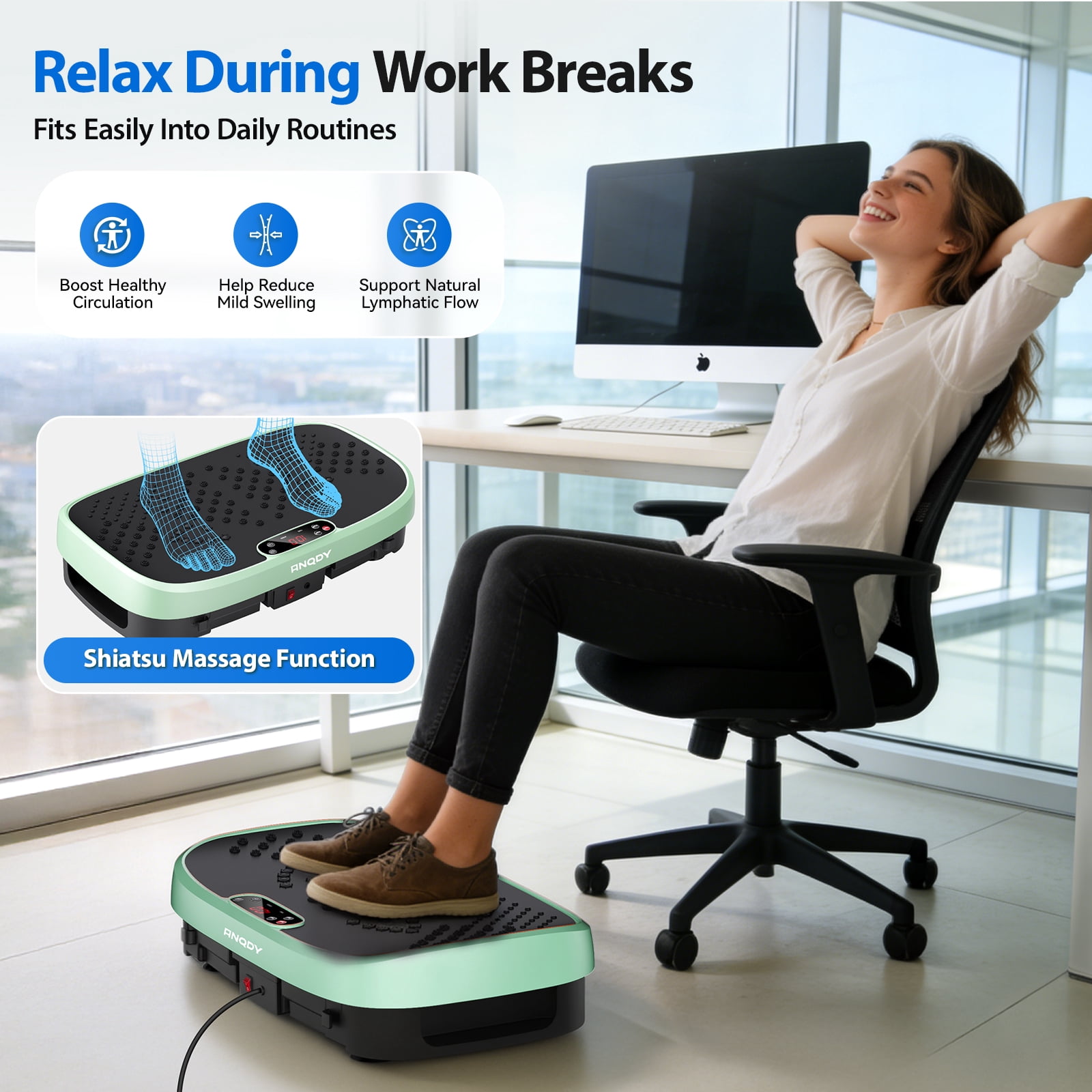 Anqdy Vibration Platform Exercise Machine Magnetic Acupoints Full Body for Lymphatic Drainage