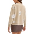 thumbnail image 3 of Cárdigans Florales de Cuello en V ATHLECHIC para Mujeres, con Botones, Abiertos, de Manga Larga, Suéter de Punto, Ropa Exterior, Talla M, Caqui, 3 of 5