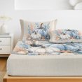 thumbnail image 6 of Twin Sze Fitted Sheet Set - Coastal Fall 2 Piece Bedding Sets 16" Deep Pocket Fitted Sheet with 1 Pillowcase, Thanksgiving Blue Pumpkins Coral Rustic Brushed Microfiber Hotel Luxury Bed Sheets, 6 of 9