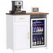 Coffee Bar with Mini Fridge Space, Mini Fridge Cabinet Stand for Dorm, Kitchen or Office