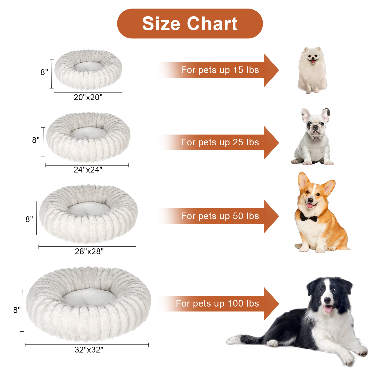 Katieovy Donut Dog Bed, Small, Apricot photo 4