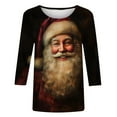 thumbnail image 5 of LEKWK Christmas 3/4 Sleeve Shirts for Women Funny Holiday Xmas Graphic Tops Crew Neck Going Out T Shirt Fashion Family Party Outfits, 5 of 5