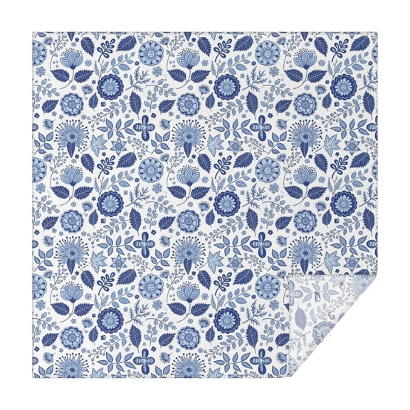 Pioneer Flower Floral Print Pattern Square Tablecloth, Waterproof Wipeable Spillproof Washable Table Cover for Home Kitchen Party Decor, 42"x42"