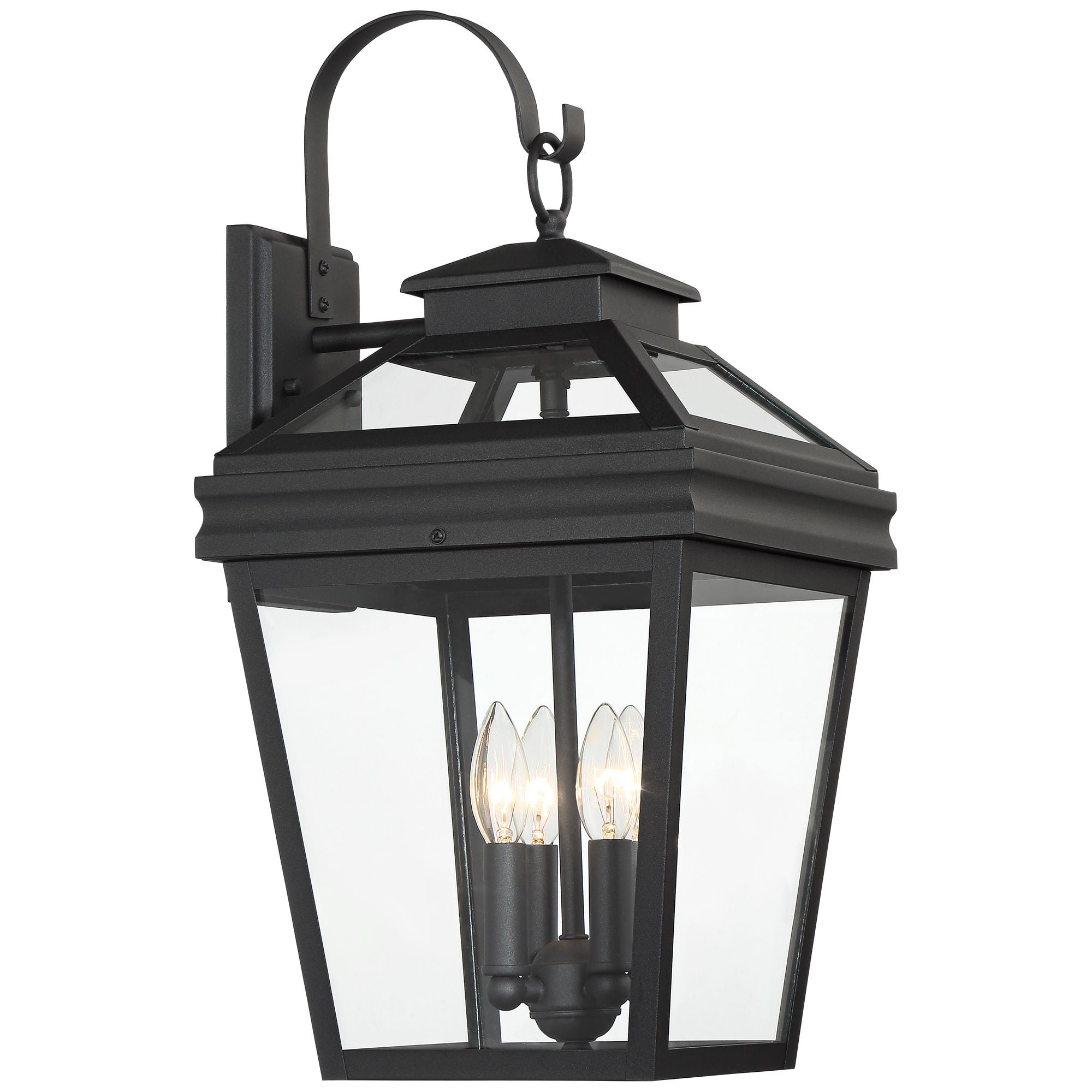 John Timberland Stratton Street Mission Outdoor Wall Light Fixture Textured Black Lantern 22" Clear Glass for Post Exterior Barn Deck House Porch Yard