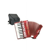 D'Luca Grand Junior Piano Accordion 22 Keys 8 Bass with Gig Bag, Red