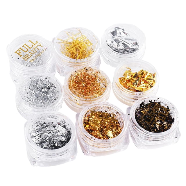 9 Cajas Láminas Chips De Uñas Láminas De Láminas Uñas Arte Brillo Decoración Suministros Salvador Bricolaje Nail Art Glitter Sequin