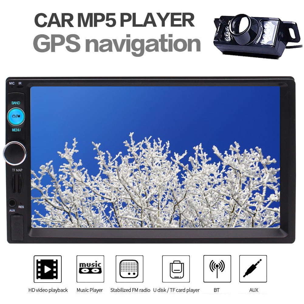 7" HD Touch Screen 2DIN Car MP5 Player Bluetooth GPS Navigation with 8G Card AUX