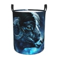 thumbnail image 1 of Balery Celestial Ram Night Sky Cesta de ropa redonda con asas, impermeable, independiente, para ropa, juguetes, dormitorio y familia-Small, 1 of 6
