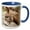 Blue/White, variant on 3drose, Fall City, Wa. Portrait of a Miniature Mediterranean Donkey Foal., 11oz Two-tone Red Mug