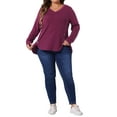 thumbnail image 3 of Agnes Orinda Women's Plus Size St. Patrick's Day Long Sleeves Tops V Neck Loose Button Decor Blouses 3X Fuchsia, 3 of 7