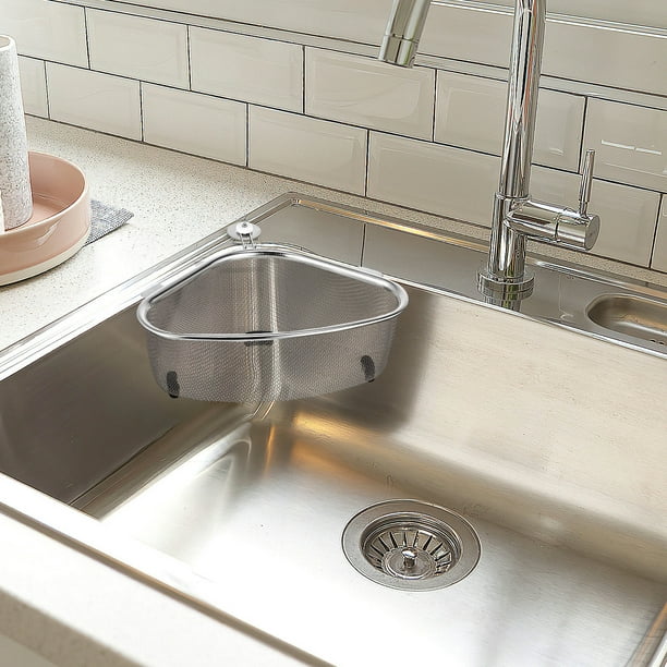 unbranded Cesta De Drenaje Triangular Para Fregadero De Cocina En Color Plata Resistente Y