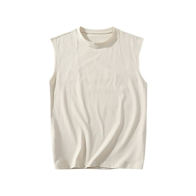 aidice Plus Size Tank Tops for Men Cotton Sleeveless T Shirts Basic Soft Solid Undershirts Casual Crewneck Tank