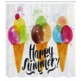 thumbnail image 3 of Ambesonne Food Lover Shower Curtain, Ice Cream Cones Dessert, 69"Wx70"L, Multicolor, 3 of 3