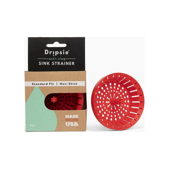 Dripsie Sink Strainer - Clog-Resistant and Flexible - Universal Kitchen Sink Drain Strainer - Made in The USA (1-Pack Red)