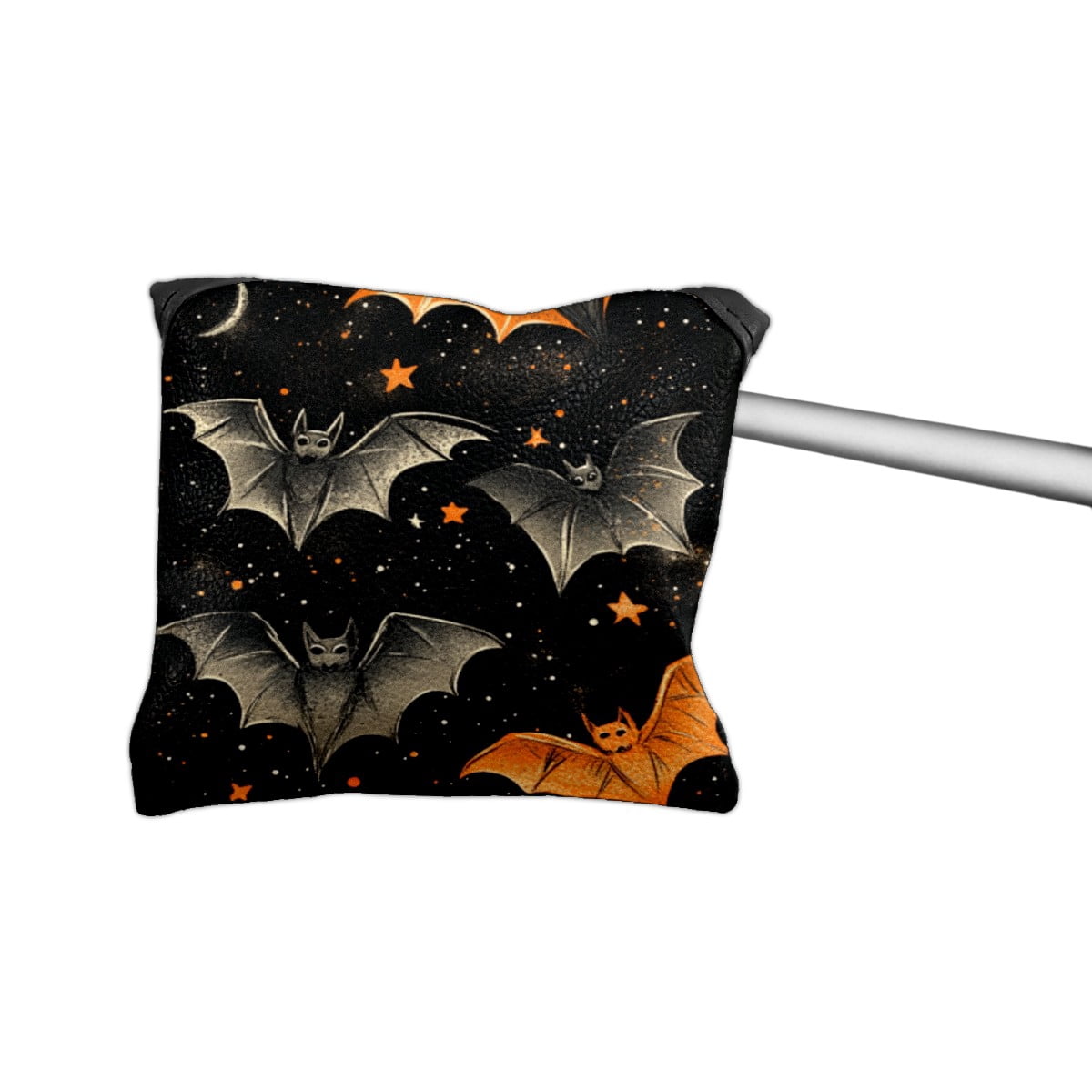 Golf Mallet Putter Cover Premium Leather Waterproof Golf Putter Head Cover with Magnetic Closure Bats Stars Moon